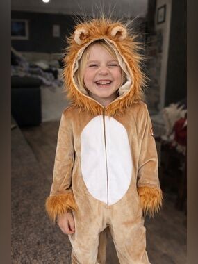 Tipsy Elves Lion Costume Kids Medium Plush Zip Up Halloween Cosplay NWT
